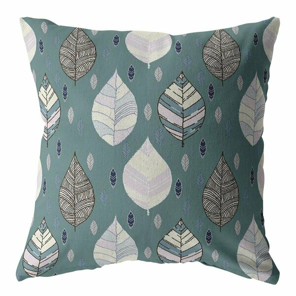 Homeroots 16 in. Pine Green Leaves Indoor & Outdoor Throw Pillow Muted Green 412296